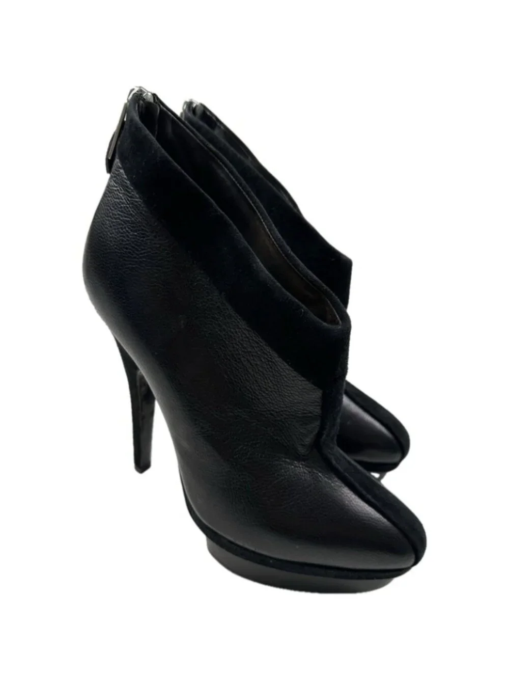 Yves Saint Laurent – YSL Rive Gauche Black Leather & Suede Easy Ankle Boots 7.5